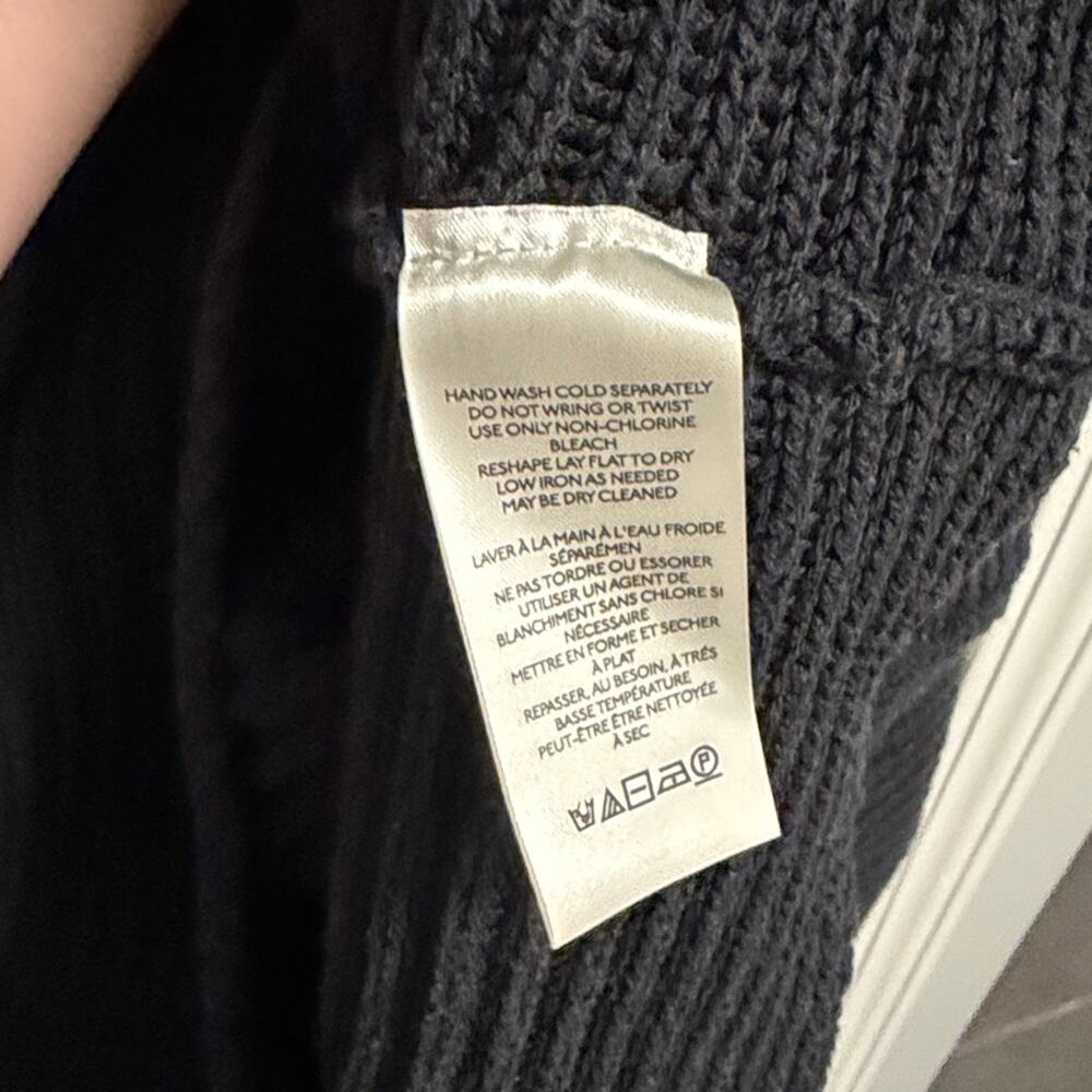 FREE PEOPLE Marlie Pullover Thick Black Sweater Polo Collared Sweater Size L - Picture 4 of 6